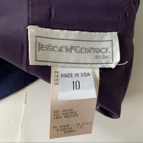 Vintage 1980s Jessica McClintock Sheath Dress V Back with Collar Navy 10 EUC - Picture 4 of 13